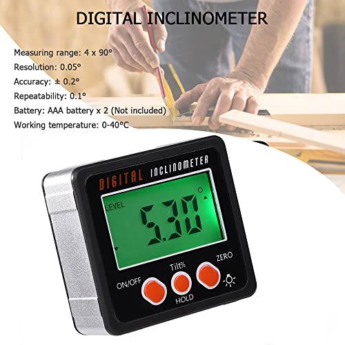 Inclinómetro digital con base magnética y pantalla LCD miniatura 4