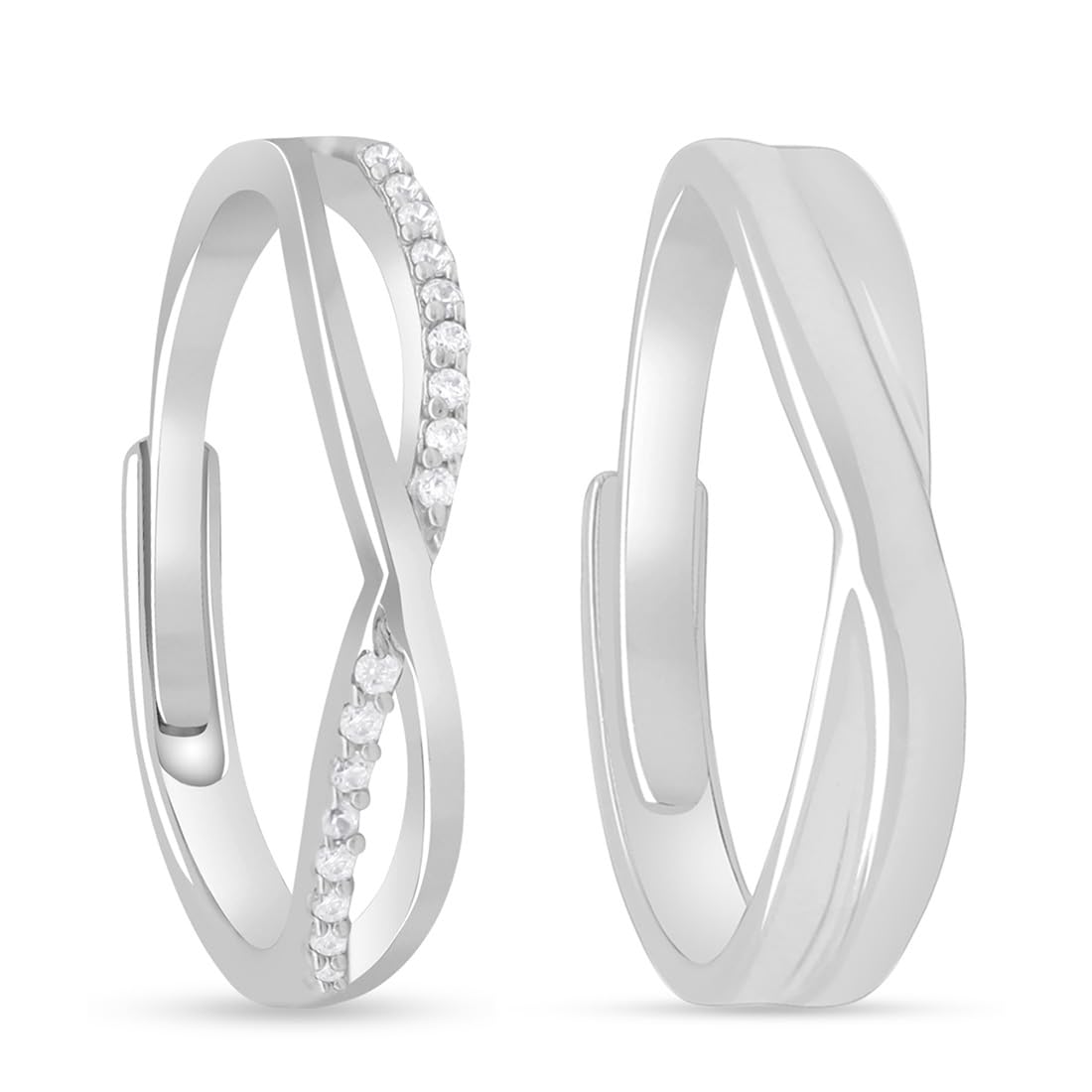 925 Sterling Silver Rhodium Plated Couple Ring Combo | Gifts for Men & Women | With Certificate of Authenticity and 925 Hallmark