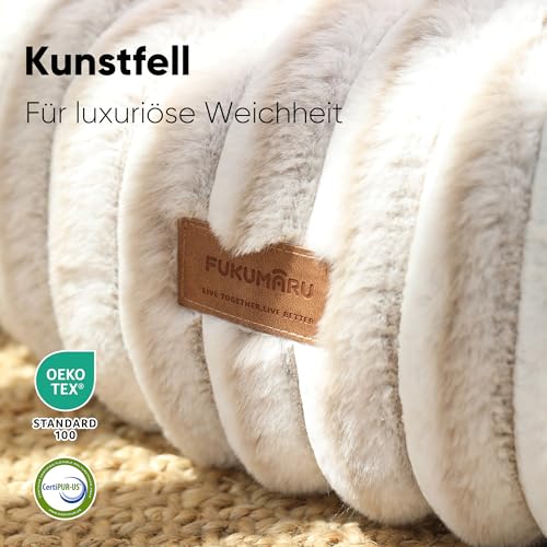 FUKUMARU Hundebett，Katzenbett für den Innenbereich, orthopädisches Hundebett, waschbare Abdeckung, modernes Design mit Farbverlauf. 64 x 64 x 18 cm, Kamel