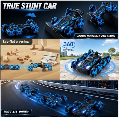 Image of GRAPHENE 8 Wheels RC Drift Stunt Smoke Car Toy 8Wd Rechargeable Remote Control Racing Cars 360 Rotating LED Lights Crawler Toy for Boys 5+ Years Kids Adults