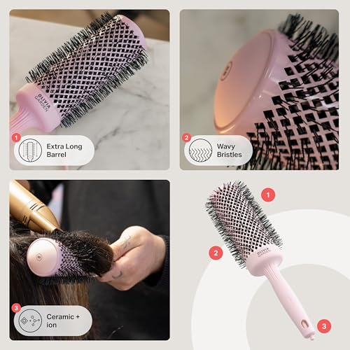 Olivia Garden Expert Blowout Speed - Pastel Pink - 55 - Ceramic Coated Round Brush with Extra Long Barrel for 25% Faster Blowouts - Image 4