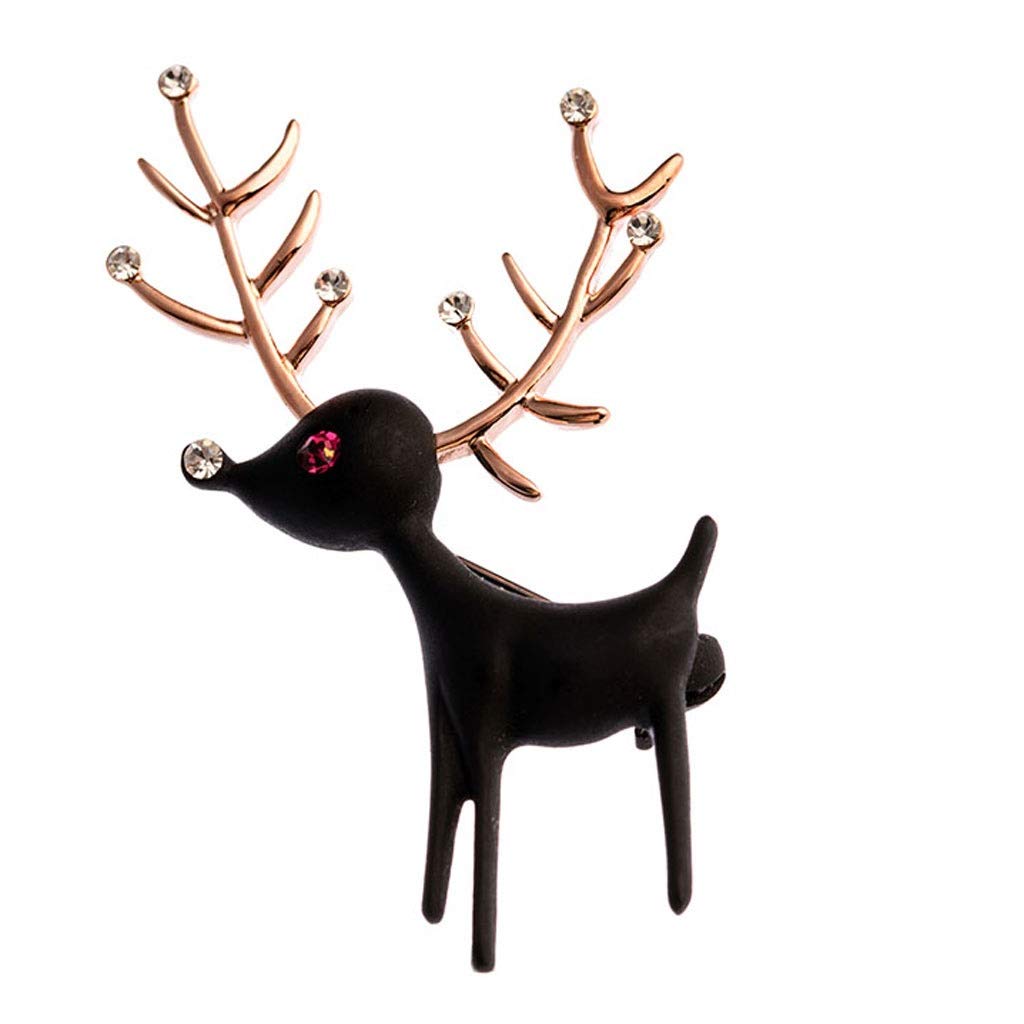 ZHSHYS Brosche Schwarze Sika-Hirsch-Brosche, Kristall-Strass-Brosche, Schmuck-Kleid-Schal-Schal-Clip