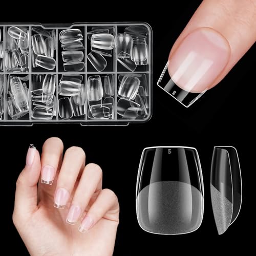 Gel Nägel Tips, Venares 120 Stück Nageltips Extra Kurze XXS Coffin 12 Größen Full Cover Nail Tips für Gelnägel, Klar Soft Gel Tips Pre-buff Künstliche Nägel zum Aufkleben Kurz