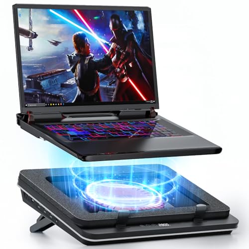 IETS GT600 podkładka chłodząca do laptopa z wentylatorem turbo 14 cm, uszczelniona pianka do szybkiego chłodzenia laptopów do gier, 14,1-19,3-calowa chłodnica do laptopa z 3 portami USB i filtrem