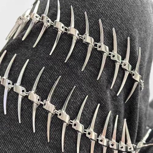 Stainless Steel Thorns | Horn Thorns | Fish Bones | Awls Hip-Hop Long Necklace, Fashionable Personality Unisex4