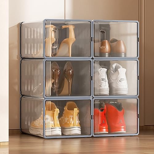 Scatole Scarpe Trasparenti Impilabili 16L - Confezione Da 6, Organizzatore Armadio, Anti-Polvere, Sotto Letto - Foto 2