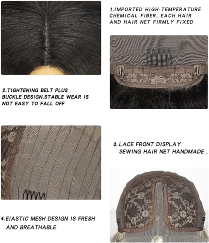 Perruque synthétique haut de gamme longs cheveux noirs bouclés - 5