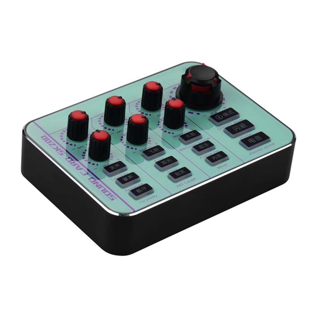 Tarjeta de Sonido SK200 para teléfono móvil con Sonido de Dibujos Animados, DSP para computadora con Tarjeta de Sonido Recargable, Mezclador de Sonido en Vivo(Vert.)