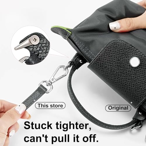 Image of Anthracite Bag Leather Strap Replacement Adjustable Crossbody Shoulder Straps for XS Le Pliage MINI Pouch, No Damage Conversion Kits Accessories (MINI-Anthracite-Silver)