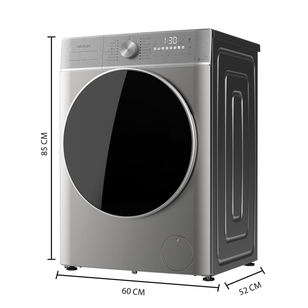 Cecotec Lavadora Secadora Carga Frontal 8Kg-5Kg Bolero Wash&Dry 8580 Inverter Steel B. 1400 rpm, 16 programas, Motor Inverter Plus, Clase A, Fuzzy Logic, Smooth Wash, SpaCare, Stain Match, Steel — view 2