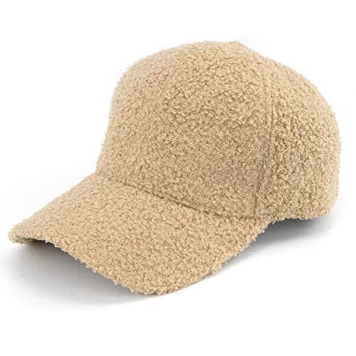 Gorras de béisbol cálidas para invierno, esponjosas, para mujeres y hombres, peludas, forro polar, lana de cordero, gorra de béisbol, Caqui, Talla única