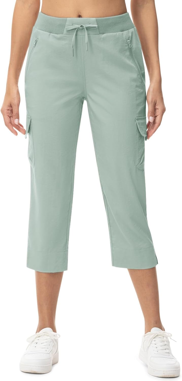 TBMPOY Women's Capri Pants Lightweight Quick Dry Hiking Cargo Pockets Casual Water Resistant Travel Cropped Cotton - Image 6