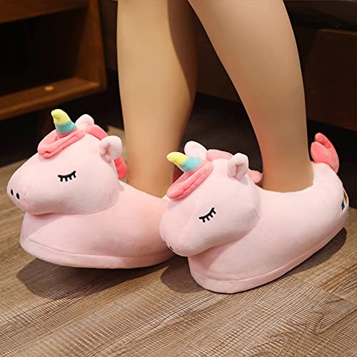 Pink Unicorn Slippers Adults Women Cute Soft Plush Animal Slippers Bedroom Shoes US 6-102