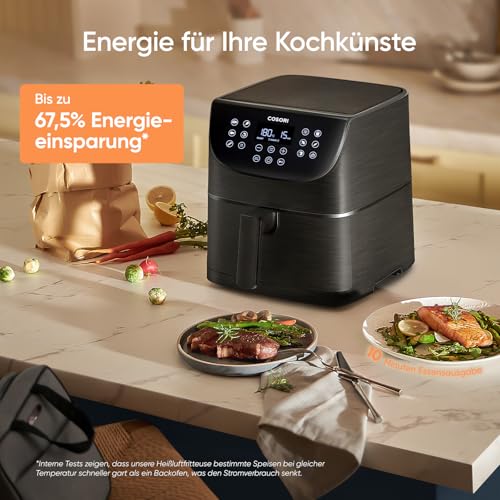 COSORI Heißluftfritteuse, Airfryer Testsieger 2024, 11-in-1 Air Fryer XXL 5,5L, Heissluftfritteuse mit Shake-Reminder, 97,3 Prozent ölsparend, 67,5 Prozent energiesparend, spülmaschinenfest Körbe – Bild 4