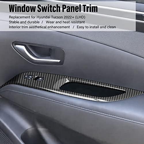 Acouto Door Window Switch Panel Trim for Hyundai Tucson 2022 (US version)， 8pcs Door Window Switch Panel Decoration Carbon Fiber Switch Button Covers Car Interior Accessories