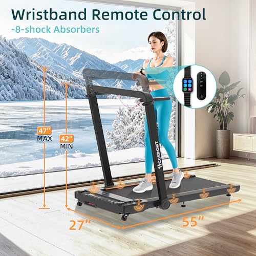 Image of Under Desk Incline Walking Pad Foldable Home Treadmill Removable Tray