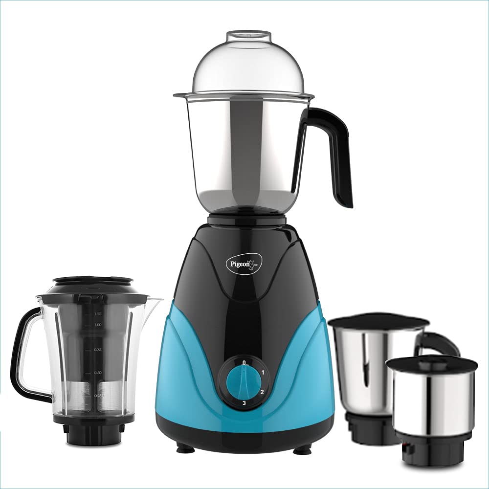 Pigeon Zest Mixer Grinder 750 Watt 4 Jar, Turquoise Blue