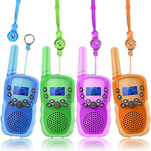 Image of Wishouse Walkie Talkies for Kids, Toys for 3-8 Year Old Boys Girls, Childrens Radio Long Range with Detachable Lanyard Flashlight, Outdoor Camping Games Halloween Cosplay Xmas Birthday Gift 4 Pack