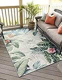 Unique Loom Outdoor Botanical Collection Area Rug - Kula (6' 1" x 9' Rectangle, Multi/ Gray)