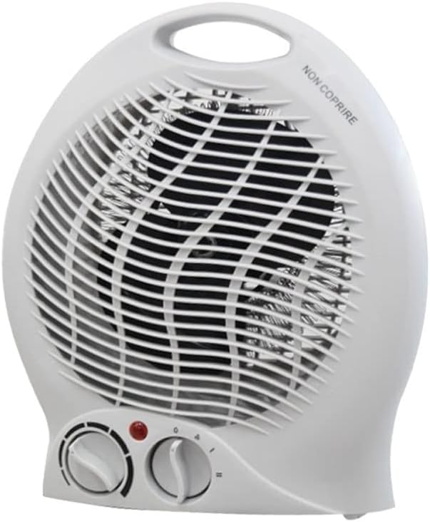 ANFEL Termoventilatore Shabby da bagno 1000-2000 watt 1096, misura 23x13x27 cm, basso consumo, 2 livelli di potenza, scaldino elettrico scaldabagno con funzione Caldo e Freddo