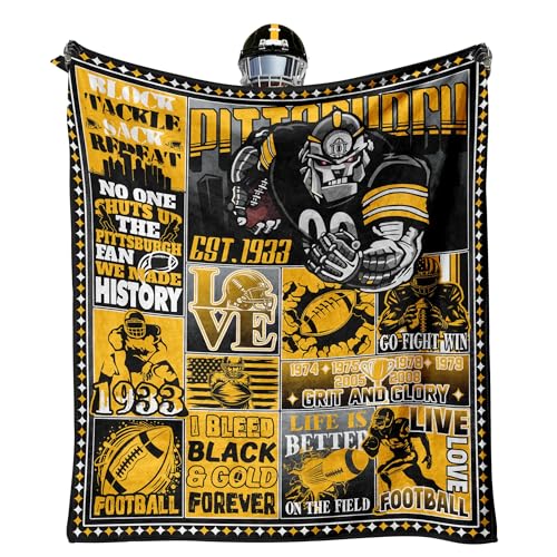 KETBLNB Football Fans Gifts for Pittsburgh, Blanket for Pittsburgh, Football Gifts for Men Women, Cooling Blankets for Hot Sleepers 60"x50"