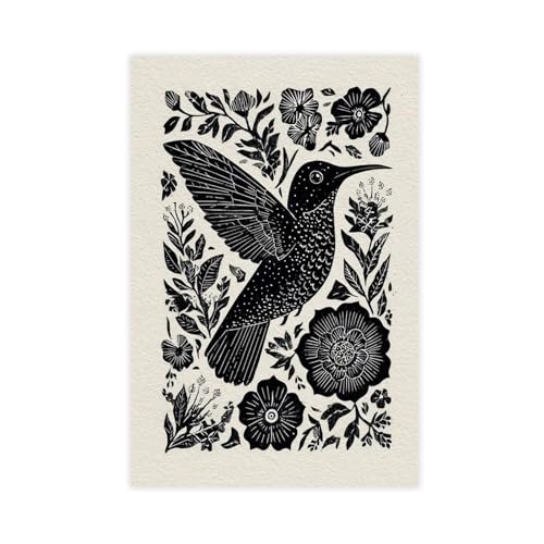 Impression sur toile colibri mexicain noir et blanc de 41x61 cm