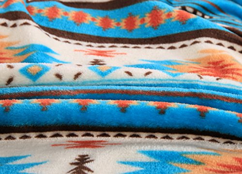 All American Collection Super Soft Ultra Comfort Plush Microfiber Solid Throw Blanket For Couch Home Bedroom Living Room (King, Beverly Blue Southwest) #TOP2