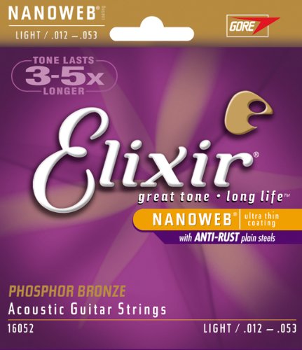 CUERDAS GUITARRA ACUSTICA – Elixir (16052) Nanoweb Phosphor Bronze Light (Juego Completo 012/053B) - Les Beatles, Paul McCartney, John Lennon, RIngo Starr, George Harrison CUERDAS GUITARRA ACUSTICA - Elixir (16052) Nanoweb Phosphor Bronze Light (Juego Completo 012/053B)