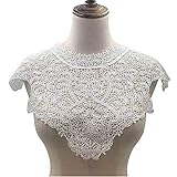 1 Piece Polyester Fabric Round Cloth Applique Neckline Lace Sewing Applique Lace Collar Applique DIY Accessories (White)