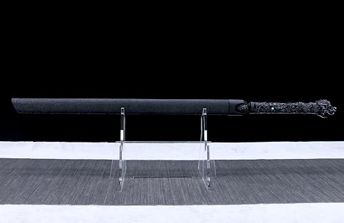 Miniatura 3 de Espada de Dragon Jian, espada real china, hoja de acero forjado de alto manganeso, accesorios de aleación, hecho a mano tradicional