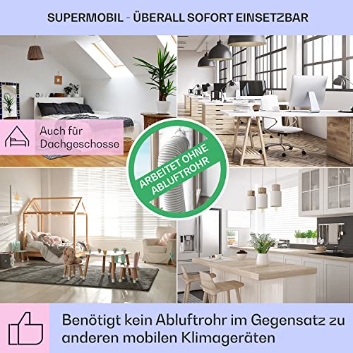 Klarstein-Mobiler-Luftkuehler-4-in-1-Air-Cooler-Leiser-Ventilator-Luftbefeuchter-Nachtmodus-Klimageraet-ohne-Abluftschlauch-Mobiles-Klimageraet-mit-Wasserkuehlung-55L-1695mh-Pechschwarz-Silber