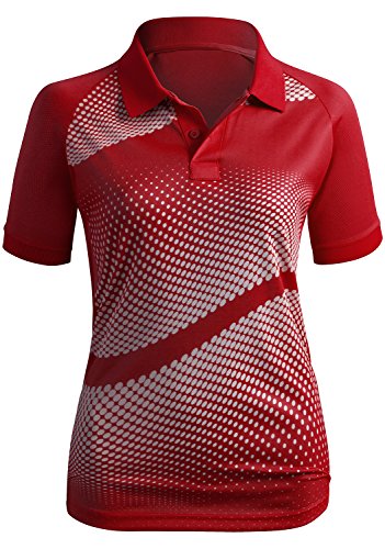 Clovery Functional Fabric Wicking Material Clothing Short Sleeve Basic Polo Top Red Medium #TOP1