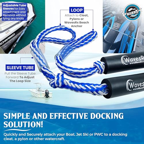 DockingPal - Premium Bungee Dock Line for Boats | Elastic Mooring Rope Stretches to Absorb Shocks & Prevent Damage to Your Watercraft | Safer Docking for Your Boat, Jet Ski, Pontoon or Kayak - Thumbnail 2