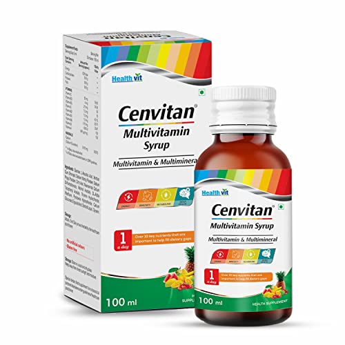 Healthvit Cenvitan Multivitamin Syrup with the Goodness of Fresh Fruit for Men & Women |Immunity Booster Syrup | Helps in Weakness Enrich with Vitamin C, Vitamin E, Vitamin D -100ml Healthvit Cenvitan Multivitamin Syrup with the Goodness of Fresh Fruit for Men & Women |Immunity Booster Syrup | Helps in Weakness Enrich with Vitamin C, Vitamin E, Vitamin D -100ml