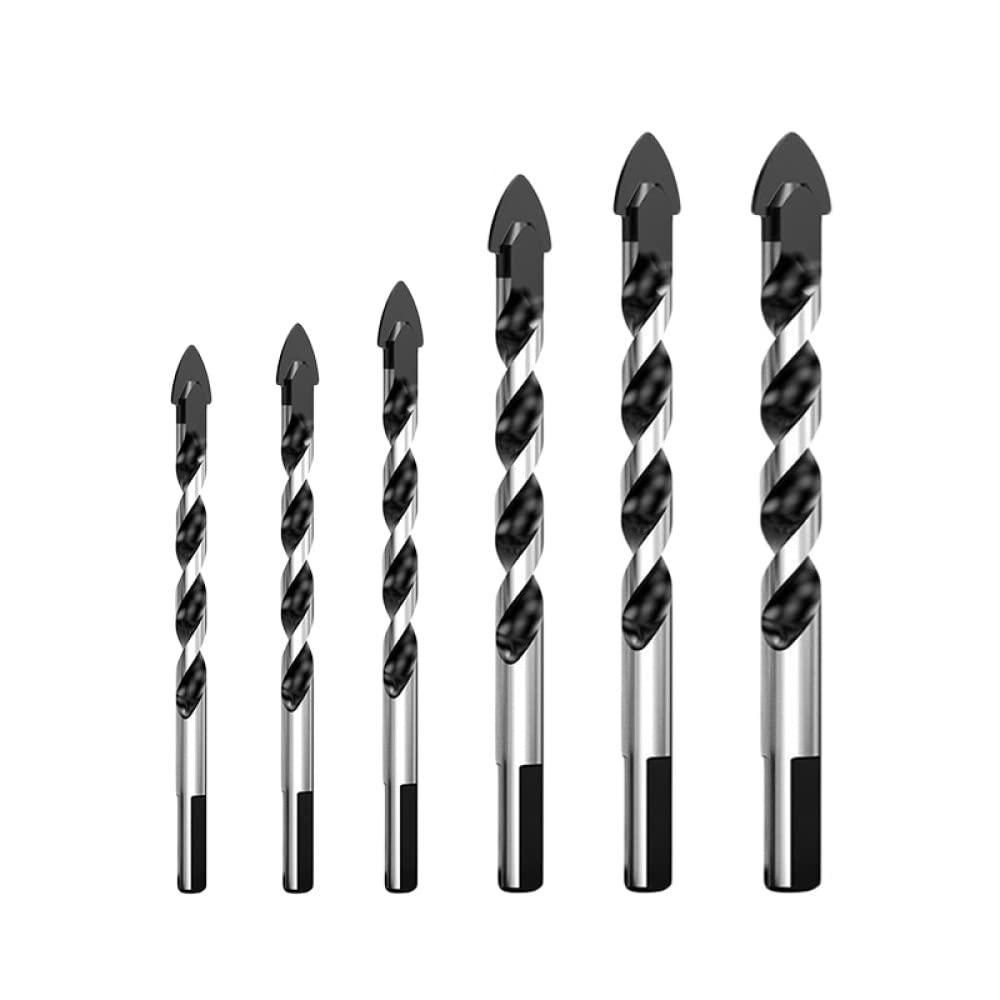 3-12mm trójkątne wiertło diamentowe zestaw wierteł do kamienia płytka ceramiczna betonowa cegła drewno szkło wykrawanie otwornica zestaw do wiercenia w metalu, 6 sztuk 4,12mm czarny