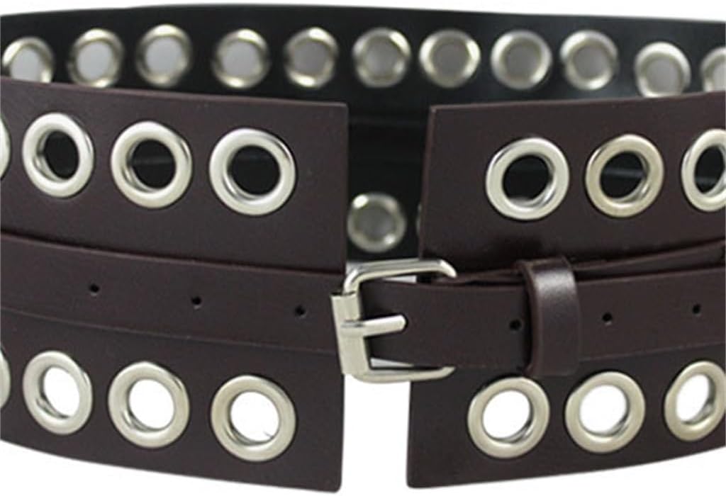 JSEIAJB Coffee Extra Wide Hollowed Out Pin Buckle Peplum Belt Skirt Decorative Waistband