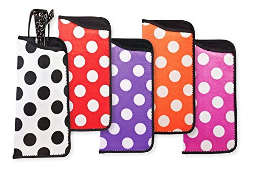 Soft Slip In Eyeglass Case And Holder For Women, Fun Polka Dot Design In Orange #TOP2