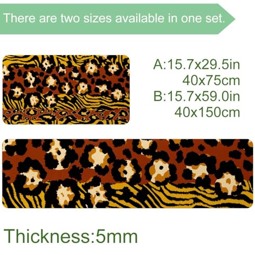 Tapis de cuisine patchwork léopard et tigre lot de 2 absorbants