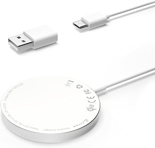 Magnetic 15W Wireless Charger, Qi2 Certified MagSafe Compatible Fast Wireless Charging Pad with 5ft Cable for iPhone Series AirPods