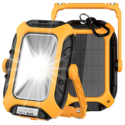 Luz de Trabajo Recargables Linterna Camping - Solar lámpara de camping 7000 mAh LED portátil Foco LED IP65 impermeable para Garaje Emergencia Senderismo pesca Cover