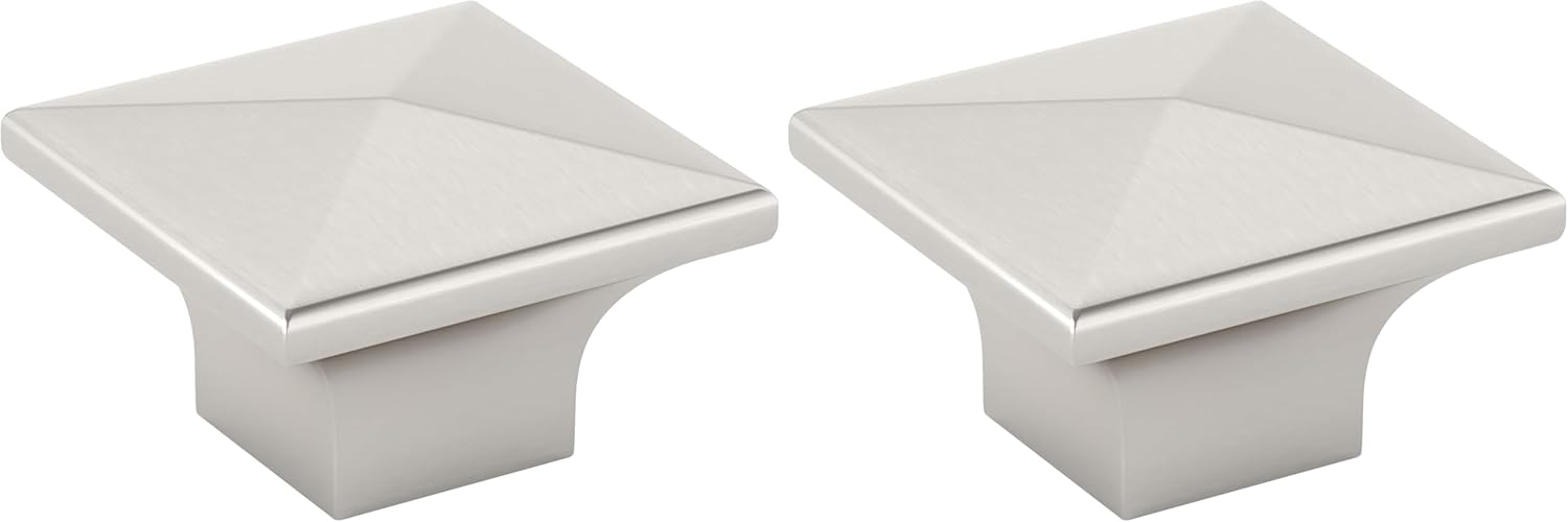 Richelieu Hardware BP53082195 McKenzie Collection 1 1/4-inch (32 mm) Brushed Nickel Modern Square Cabinet and Drawer Knob for Kitchen, Bathroom, and Furniture