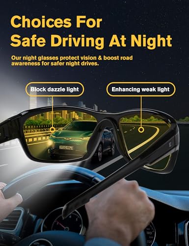 Image of BIRCEN Night Vision Glasses for Driving: Anti Glare TR90 Yellow Glasses