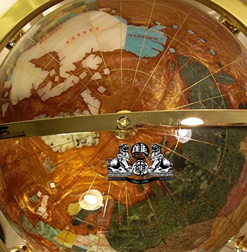 Unique Art Since 1996 37" 3-Leg Gold Floor Stand Amberlite Pearl Swirl Ocean Gemstone Globe #TOP3