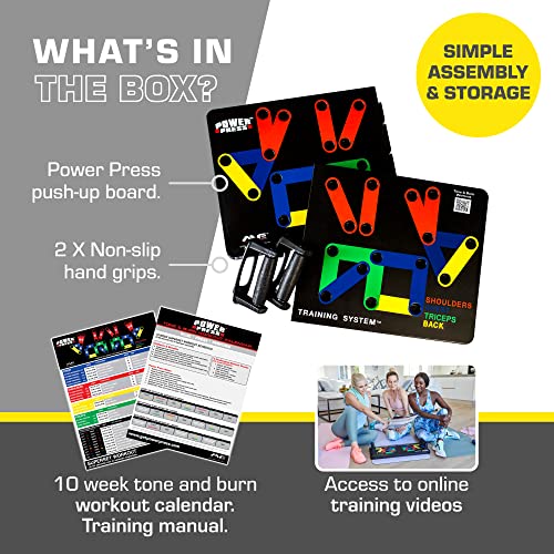 Power Press Push Up Board – Home Workout Equipment, Push Up Bar With 30+ Color Coded Combo Positions For Exercise – Portable Gym Accessories For Men And Women, Strength Training Equipment, Original #TOP6