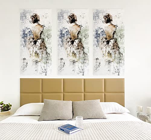 Am Dekor Panel Headboard, Horizontal Upholstered Panels, Elegant And Modern, Peel And Stick, Easy Assemble, 15.7 In X 11.4 In (Beige, King/Cal.king) #TOP22