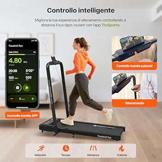 Mobvoi Home 3 in 1 Tapis Roulant AI Intelligente Pieghevole con Pedana da 6% di Inclinazione 2,5 CV Compatto Portatile Sotto la Scrivania Macchina da Corsa TicSports APP 120kg 12km/h Facile da Riporre