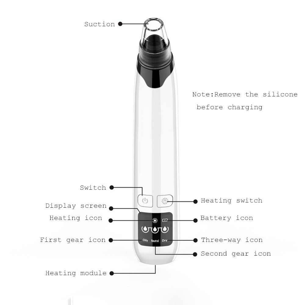 Multifunction Face Clearner,Blackhead Remover,3 Adjustable Suction Levels 4 Different Suckers Rechargeable Suitable for Most Facial Problem (Pink)