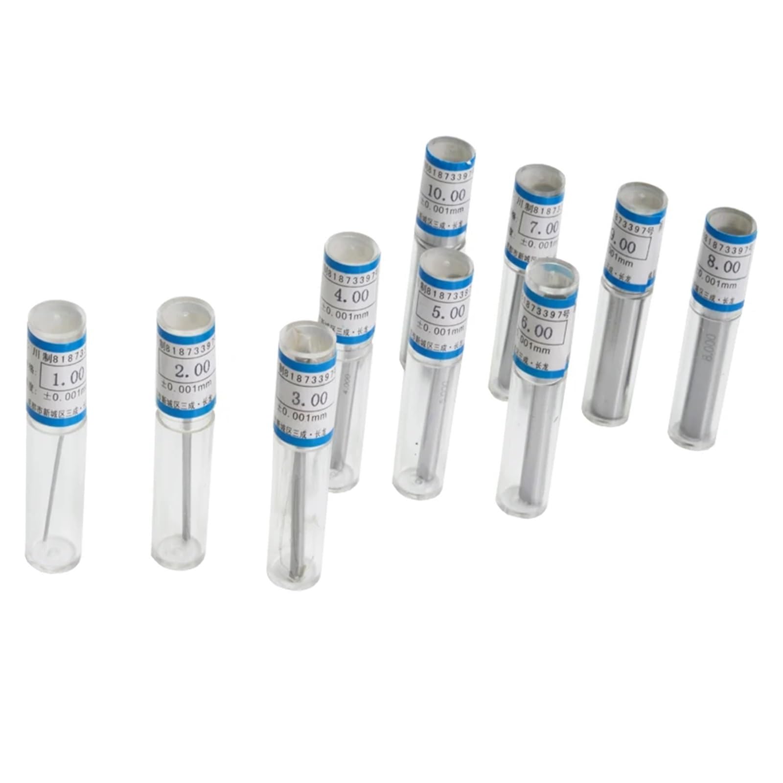 9.00-10.00mm 10-11mm 11-12mm 19-20mm passo 0.01mm Spille in acciaio Calibro Spina Strumento di misura 101 pz/scatola per officina meccanica(10-11mm)