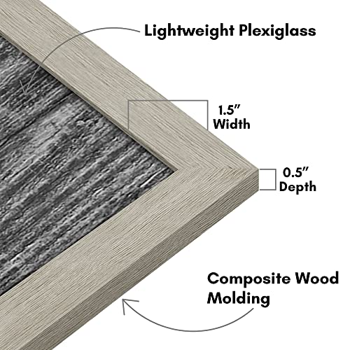Americanflat 16x20 Picture Frame with Polished Plexiglass - Wide Picture Frames Made of Engineered Wood for Vertical or Horizontal Wall Display - Epic Collection - Grey
