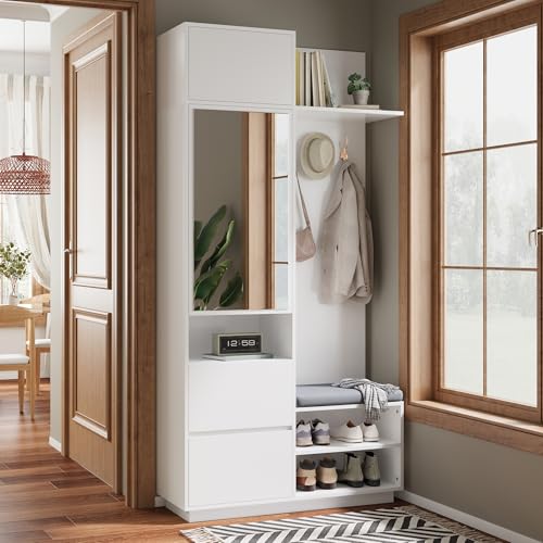 Gxffipw Garderobe Set Garderobenset Hoch 190 cm mit Spiegel und...